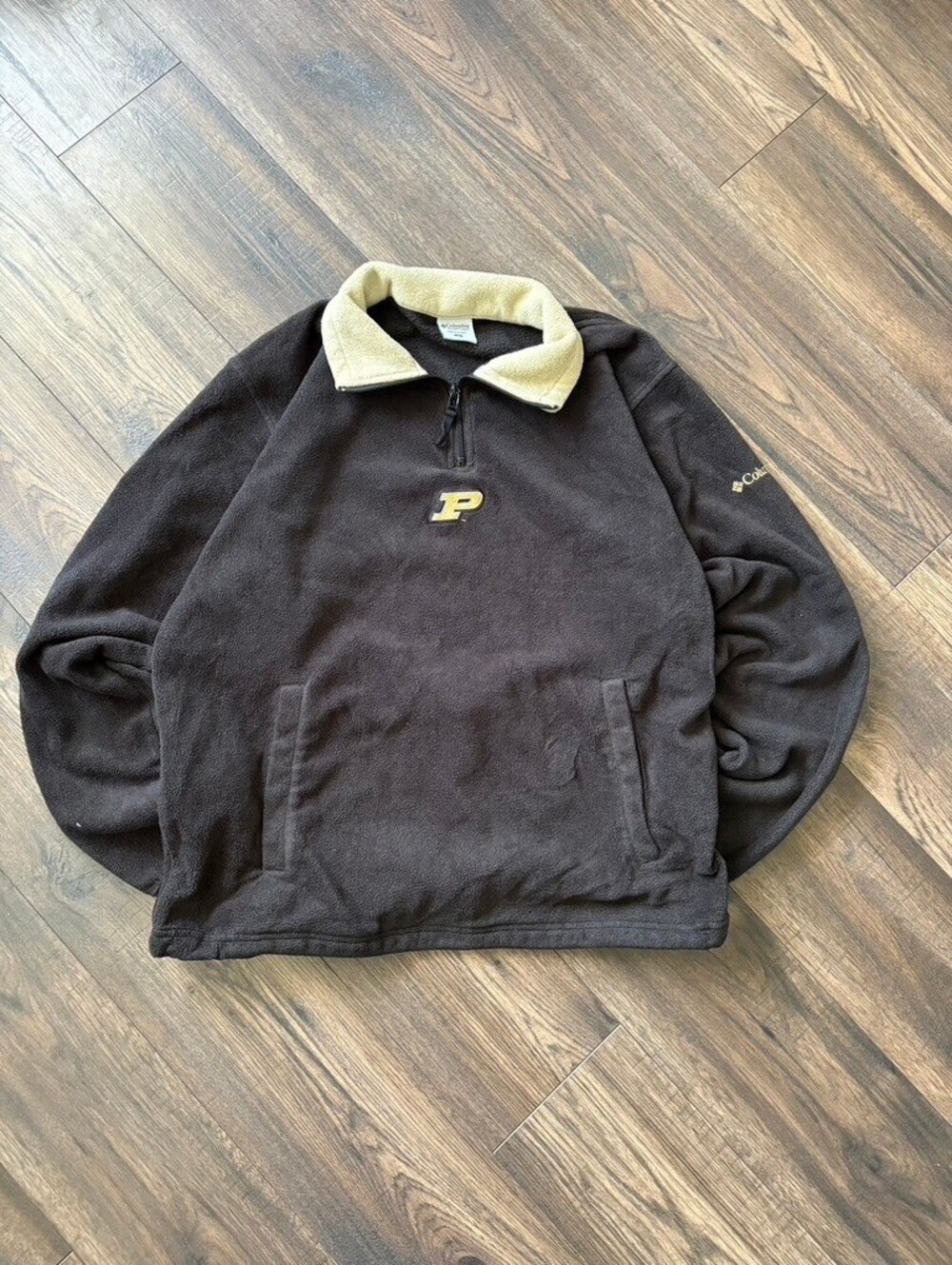 Vintage Purdue University Quarter Zip Fleece Pullover Sweater Jacket Medium NCAA